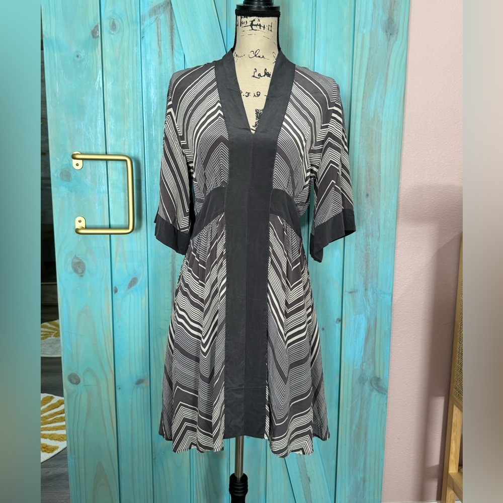 Geren Ford Black and White Geometric Mini Dress